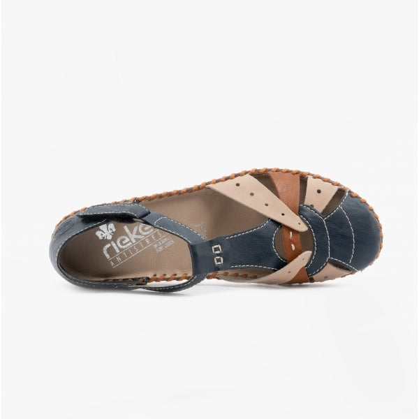 Rieker M1655-14 Womens Sandals Navy/Tan