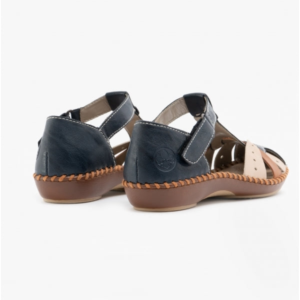 Rieker M1655-14 Womens Sandals Navy/Tan