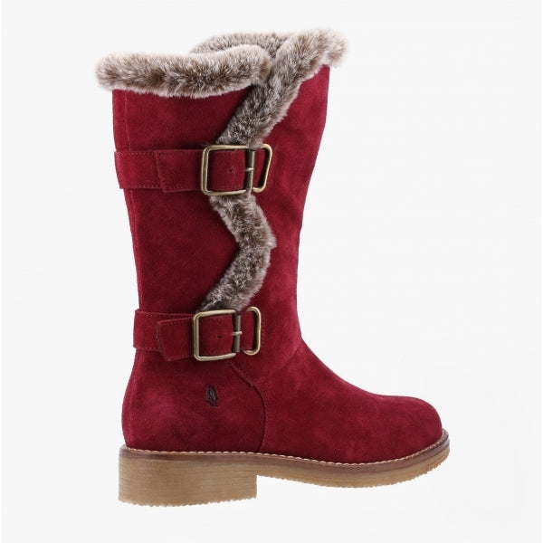 Hush Puppies MEGAN Womens Suede Mid-Calf Boots Dark Red