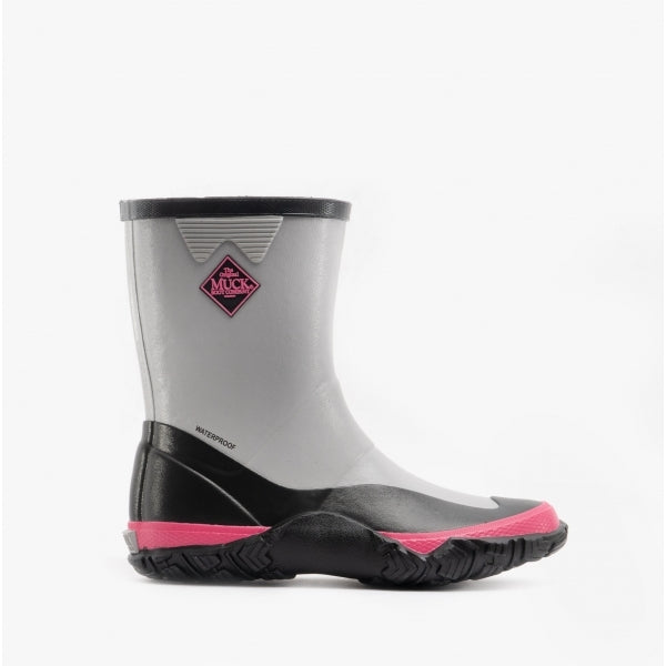 Muck Boots FORAGER KIDS Rubber Wellington Boots Grey/Pink
