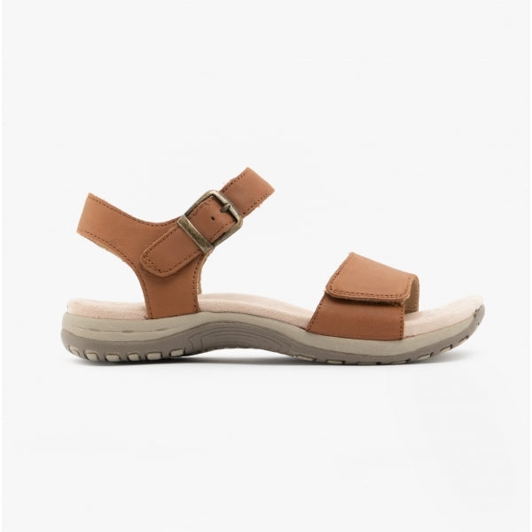 Free Spirit MAINE Womens Leather Touch Fasten Sandals Walnut