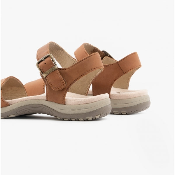 Free Spirit MAINE Womens Leather Touch Fasten Sandals Walnut