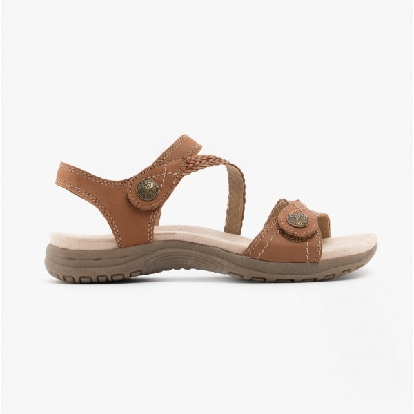 Free Spirit MALIBU Womens Leather Touch Fasten Sandals Walnut