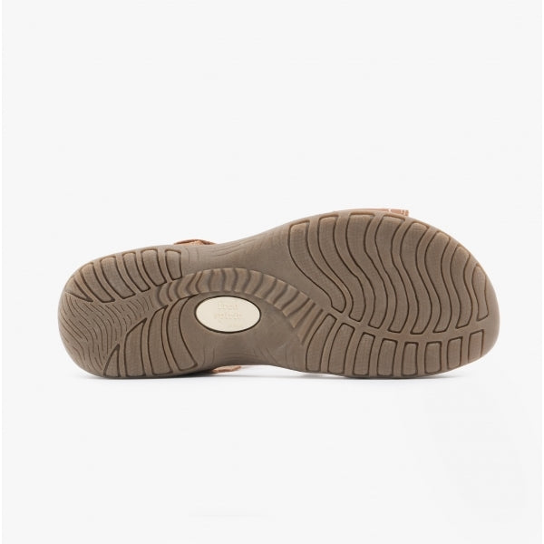 Free Spirit MALIBU Womens Leather Touch Fasten Sandals Walnut