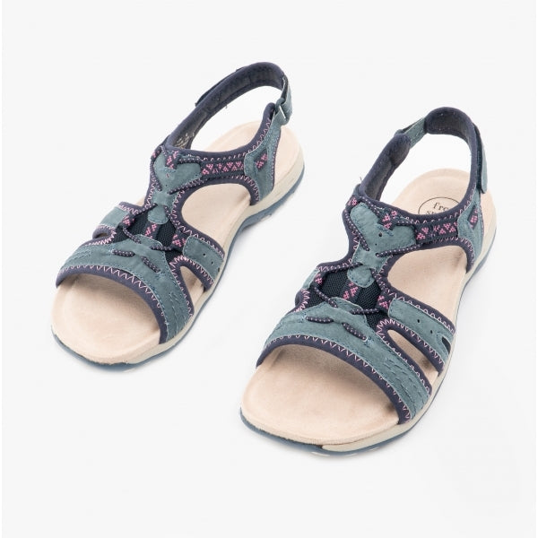 Free Spirit FAIRMONT Womens Touch Fasten Leather Sandals Navy