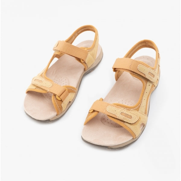 Free Spirit FRISCO Womens Leather Touch Fasten Sandals Dijon