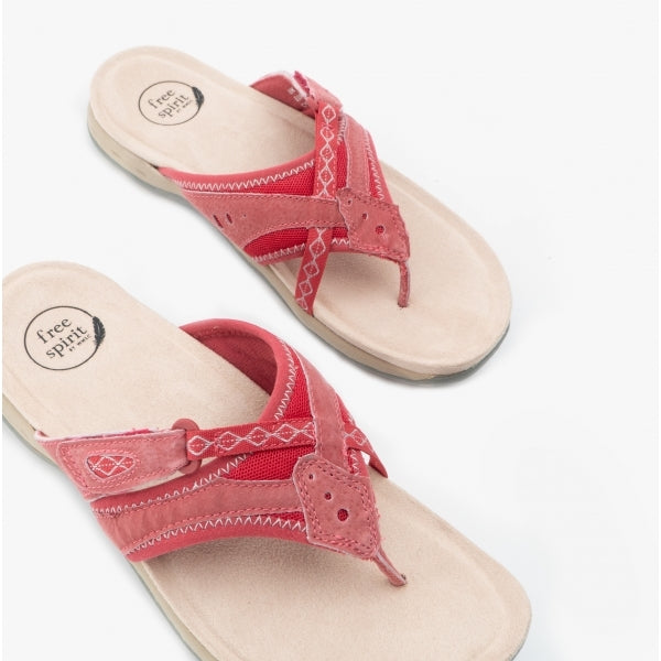 Free Spirit JULIET Womens Leather Toe Post Sandals Berry