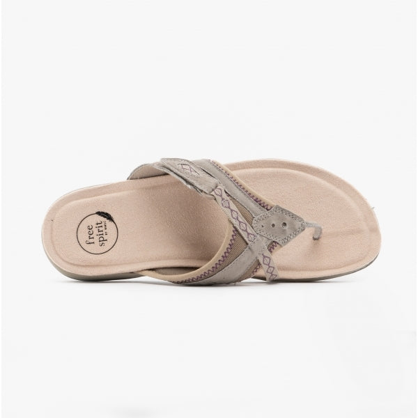 Free Spirit JULIET Womens Toe Post Sandals Pebble