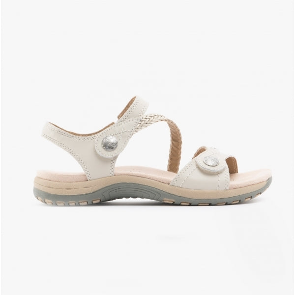 Free Spirit MALIBU Womens Leather Touch Fasten Sandals Sand White