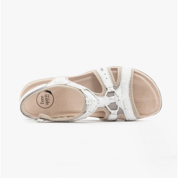Free Spirit FAIRMONT Womens Touch Fasten Leather Sandals White