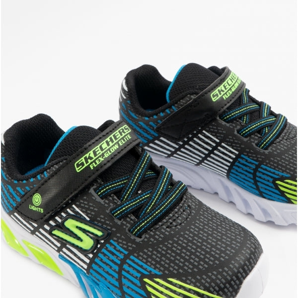 Skechers 400135N/BBLM FLEX-GLOW ELITE Boys Trainers Black/Lime