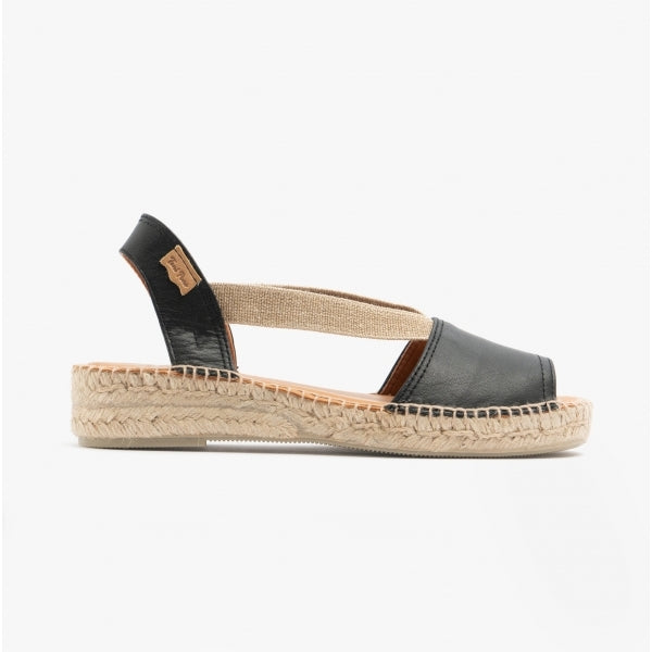 Toni Pons ETNA Womens Leather Espadrille Sandals Black