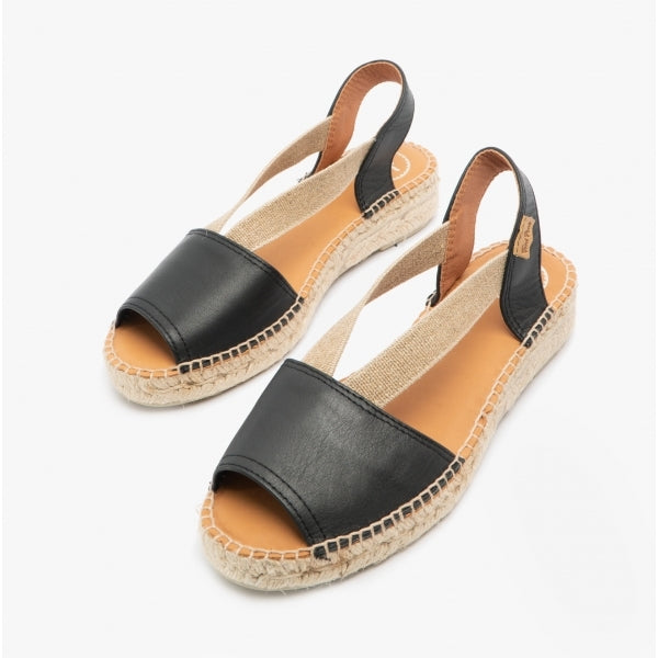 Toni Pons ETNA Womens Leather Espadrille Sandals Black