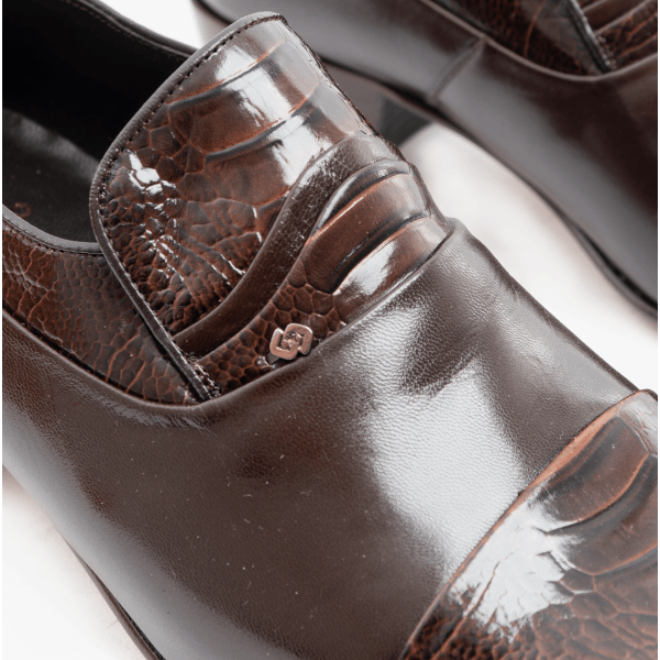 Club Cubano VALENCIA Mens Soft Leather Reptile Cuban Heel Shoes Dark Brown