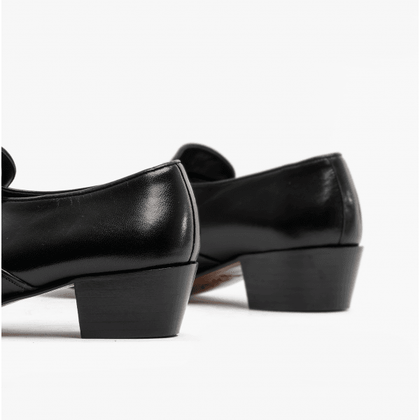 Club Cubano BILBAO Mens Soft Leather Plain Cuban Heel Shoes Black
