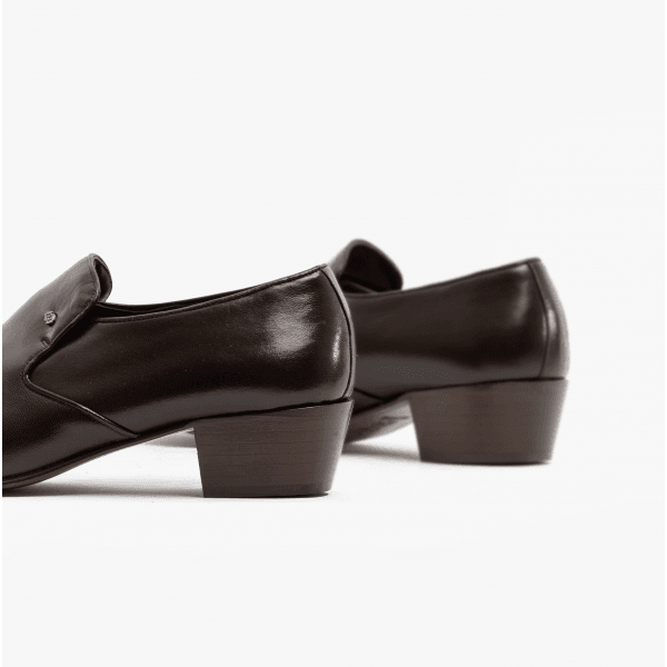 Club Cubano BILBAO Mens Soft Leather Plain Cuban Heel Shoes Dark Brown