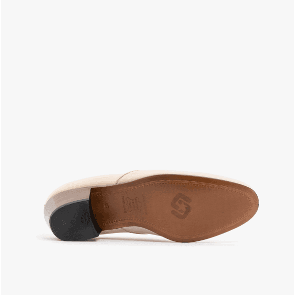 Club Cubano BILBAO Mens Soft Leather Plain Cuban Heel Shoes Ivory