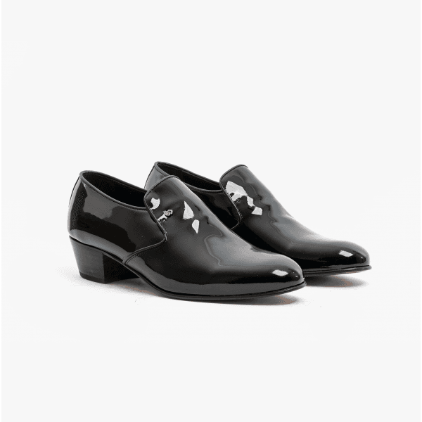 Club Cubano BILBAO Mens Patent Leather Plain Cuban Heel Shoes Black