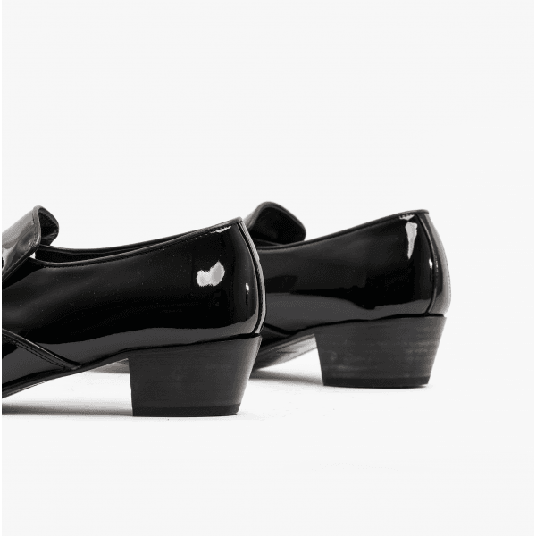 Club Cubano BILBAO Mens Patent Leather Plain Cuban Heel Shoes Black