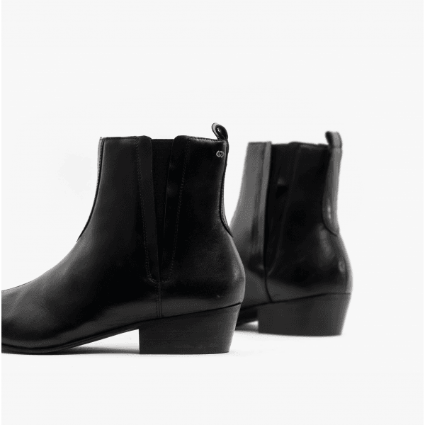 Club Cubano BRUNO Mens Leather Cuban Heel Pointed Boots Black