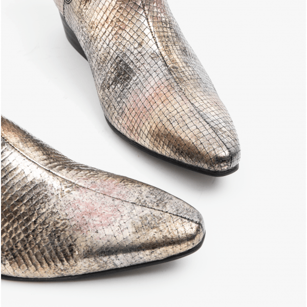 Club Cubano HUGO Mens Leather Cuban Heel Boots Gold Snake