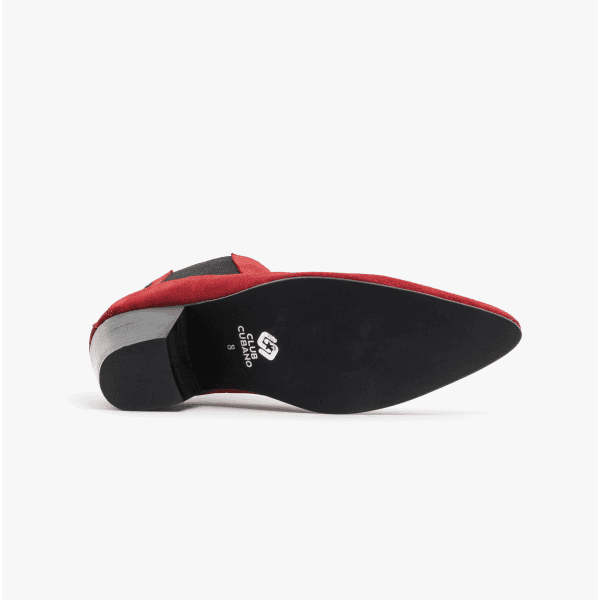 Club Cubano McCARTNEY Mens Suede Winklepicker Cuban Heel Boots Red