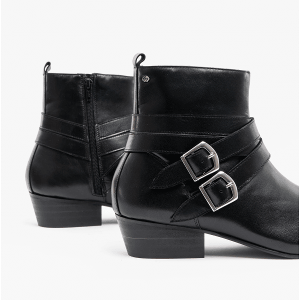 Club Cubano RODRIGO Mens Cuban Heel Winklepicker Buckle Boots Black