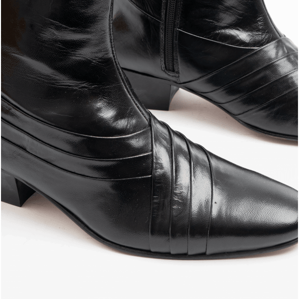 Club Cubano SALVATORE Mens Leather Cuban Heel Boots Black