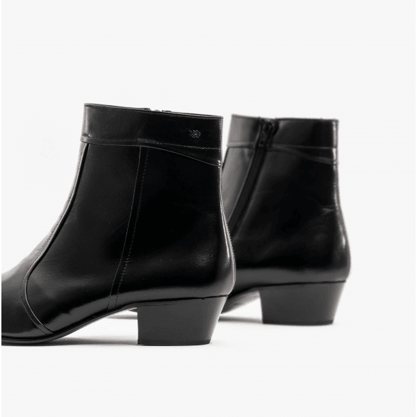 Club Cubano EMMANUEL Mens Smooth Leather Cuban Heel Boots Black
