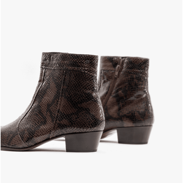 Club Cubano EMMANUEL Mens Snakeprint Leather Cuban Heel Boots Vison