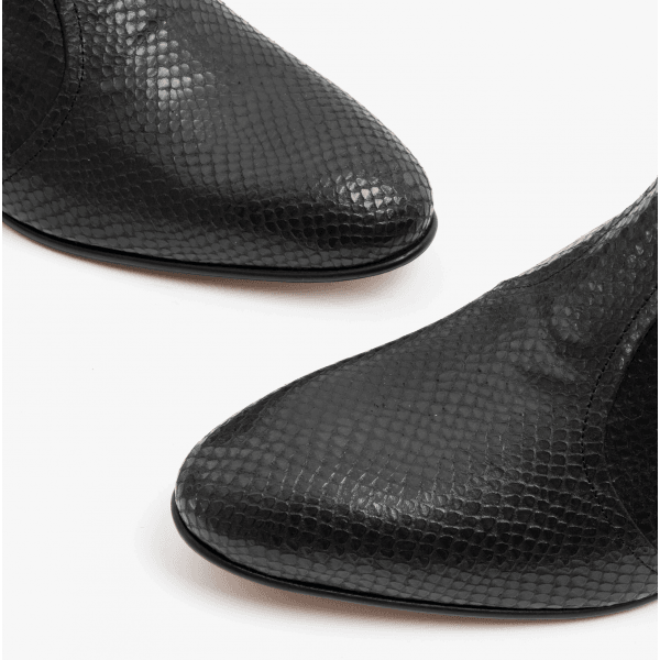 Club Cubano EMMANUEL Mens Snakeprint Leather Cuban Heel Boots Black