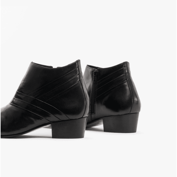 Club Cubano MARIO Mens Leather Cuban Heel Boots Black
