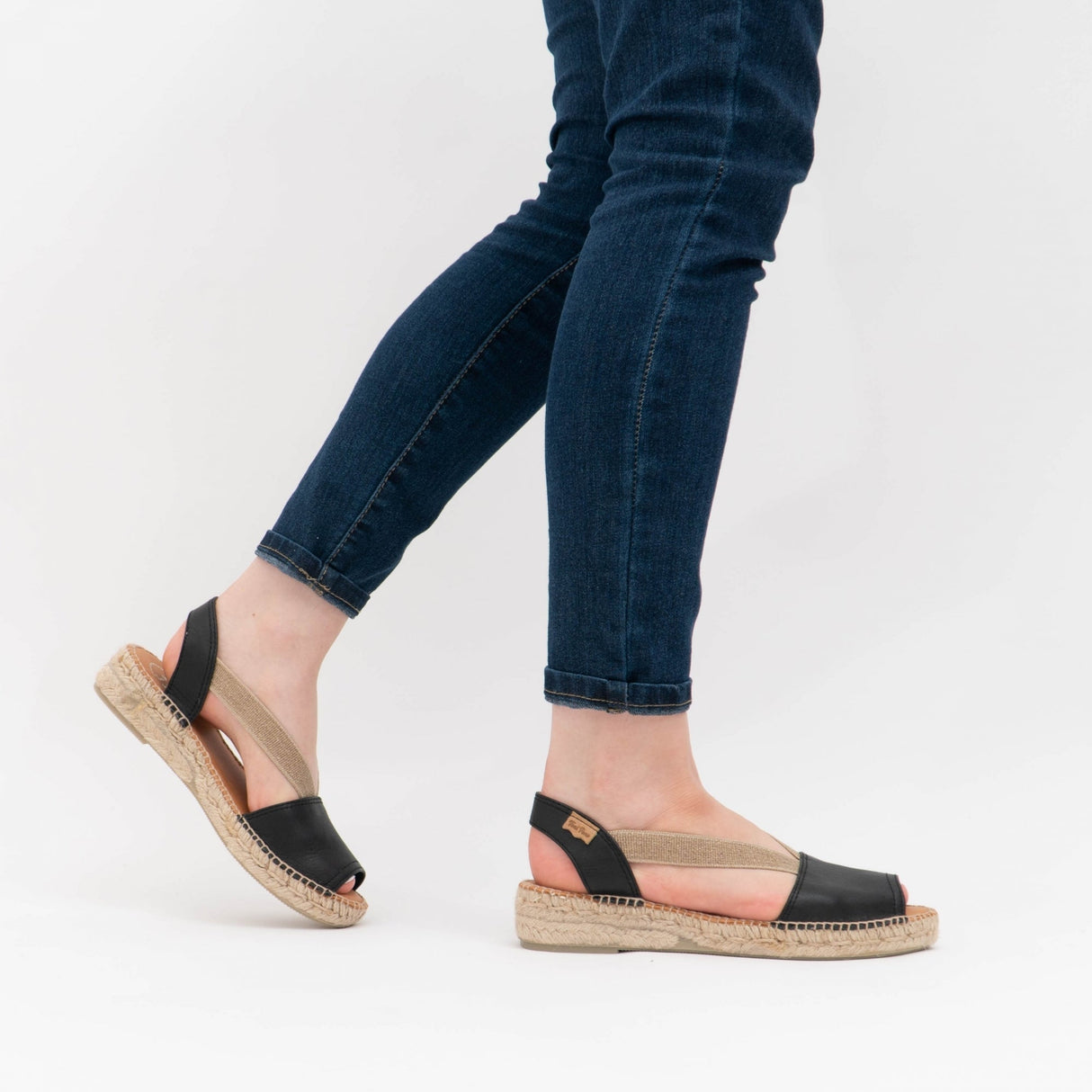 Toni Pons ETNA Womens Leather Espadrille Sandals Black