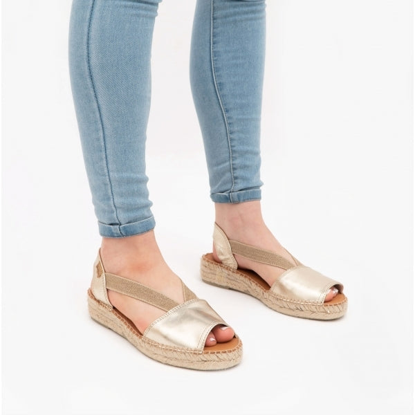 Toni Pons ETNA Womens Leather Espadrille Sandals Platinum