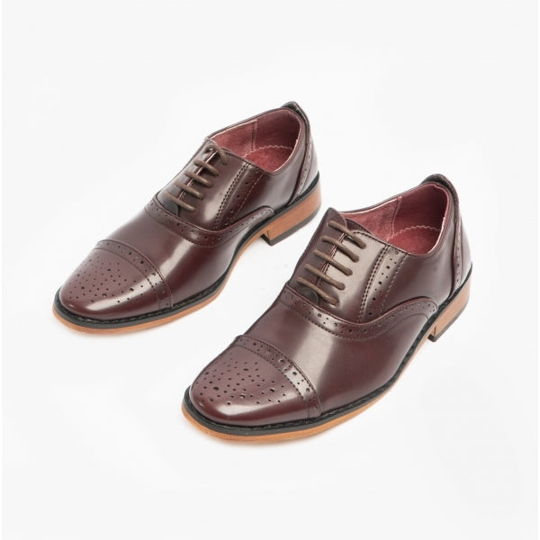 Goor FRANCIS JNR Boys Oxford Lace Up Shoes Oxblood
