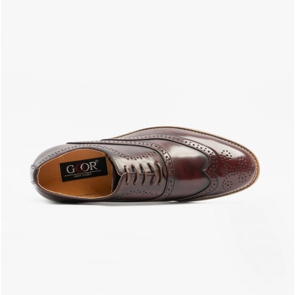 Goor MASON Mens Wingtip Brogues Oxblood