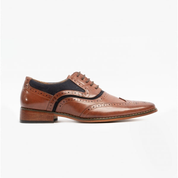 Goor GRANT JNR Boys Two Tone Brogues Dark Tan/Navy