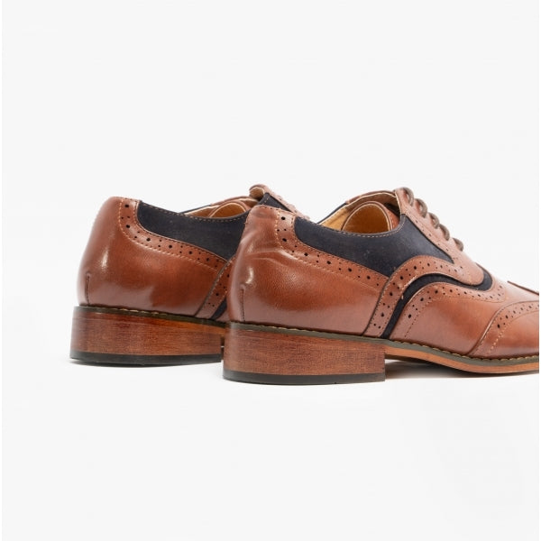 Goor GRANT JNR Boys Two Tone Brogues Dark Tan/Navy