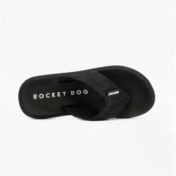 Rocket Dog SUNSET WEBBING Womens Flip Flops Black