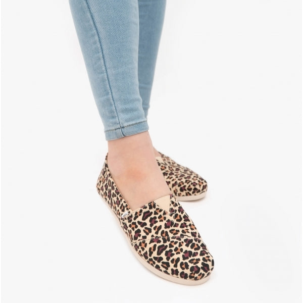 TOMS ALPARGATA Womens Canvas Espadrilles Beige/Leopard