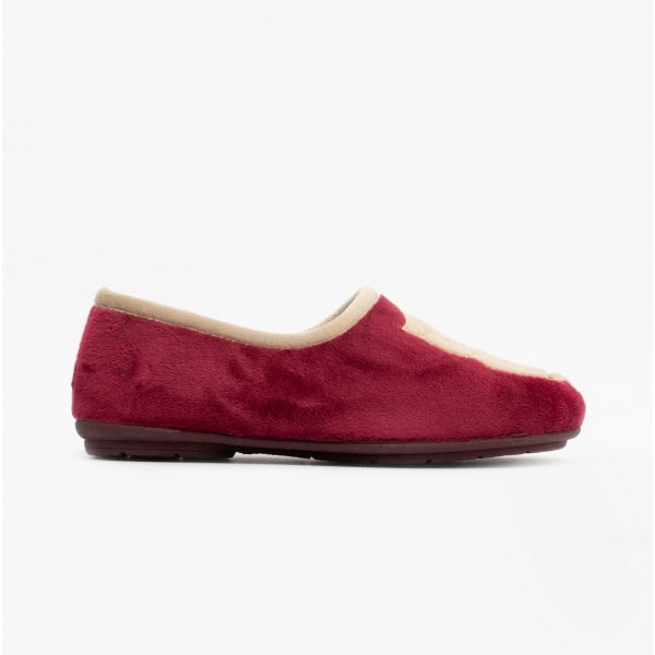 HOLLY Ladies Velour Full Slippers Burgundy
