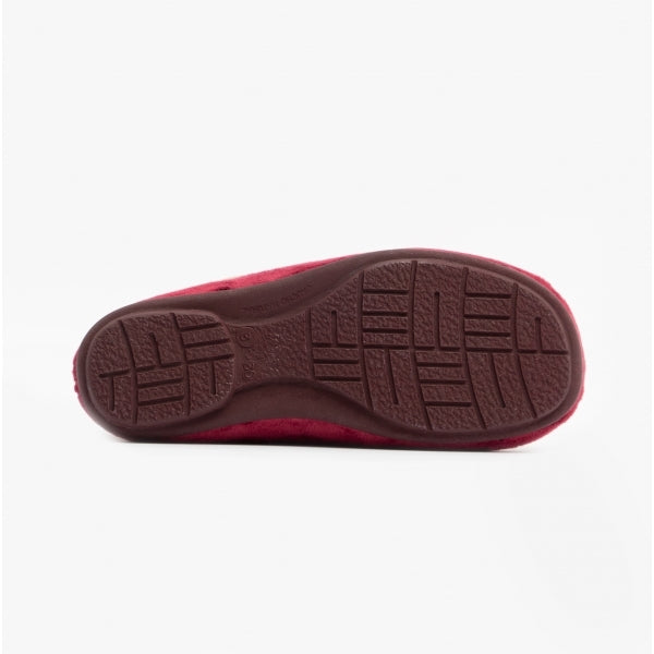 HOLLY Ladies Velour Full Slippers Burgundy