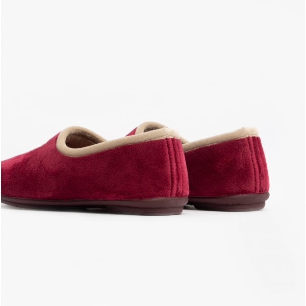 HOLLY Ladies Velour Full Slippers Burgundy