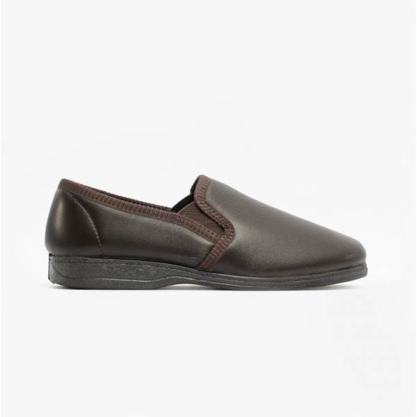 Sleepers HADLEY Mens Leather Slippers Brown