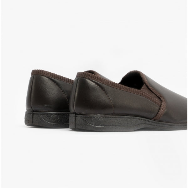 Sleepers HADLEY Mens Leather Slippers Brown