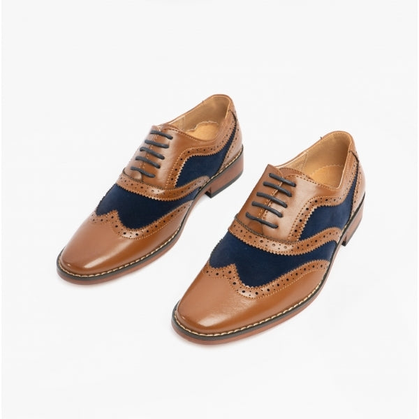 Goor DAVID JNR Boys Two Tone Brogues Tan/Navy