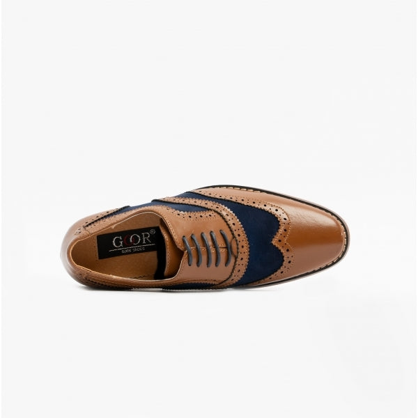 Goor DAVID JNR Boys Two Tone Brogues Tan/Navy