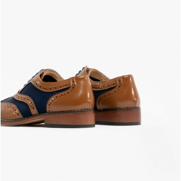Goor DAVID JNR Boys Two Tone Brogues Tan/Navy
