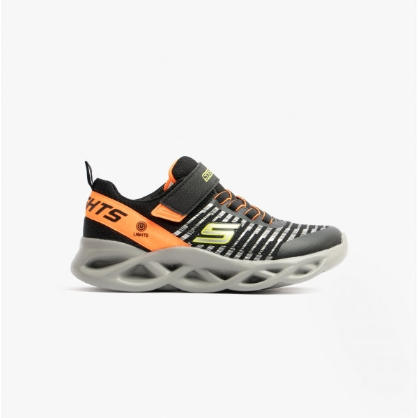 Skechers 401650L/BKOR TWISTY BRIGHTS - NOVLO Boys Trainers Black/Orange