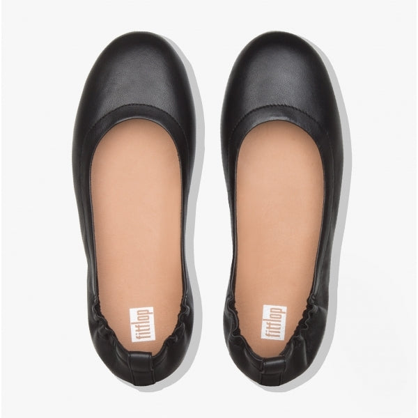 FitFlop ALLEGRO Womens Leather Ballerina Shoes Black